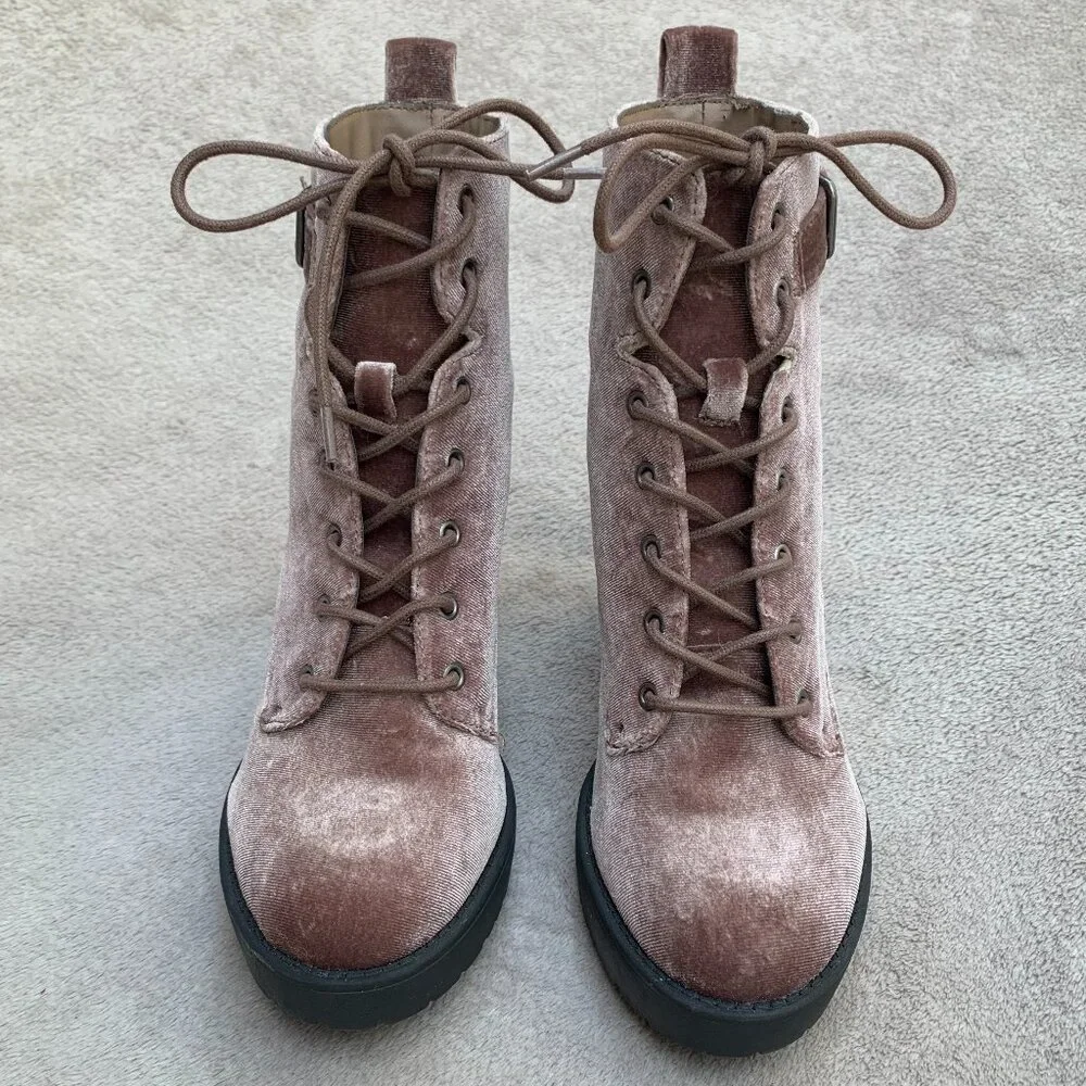 Madden Girl Jitter Jitt Crushed Velvet Lace Up Platform Heeled Boots Sz8 - Picture 4 of 16